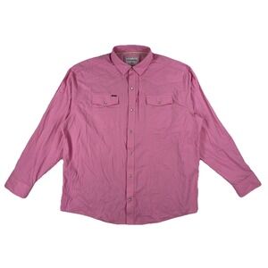 Poncho The Roughneck Western Pearl Snap Shirt Men's XL Regular Pink Vented